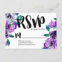 Minze und Lila florale Rose Hochzeit RSVP Reaktion