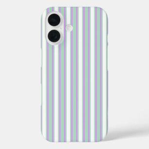 Minze und lila Kerzenstreifen iPhone 16 Hülle