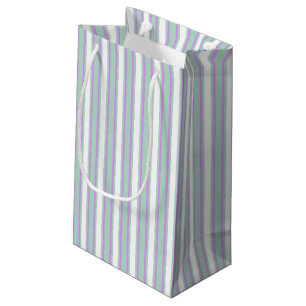 Minze und lila Kerzenstreifen Kleine Geschenktüte