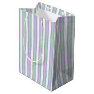 Minze und lila Kerzenstreifen Mittlere Geschenktüte