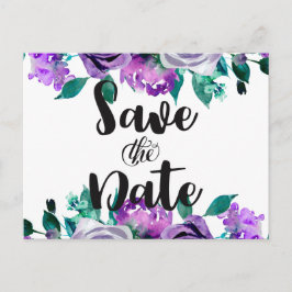 Minze und Lila Rose mit Blumen Hochzeit Sichern Si Ankündigungspostkarte