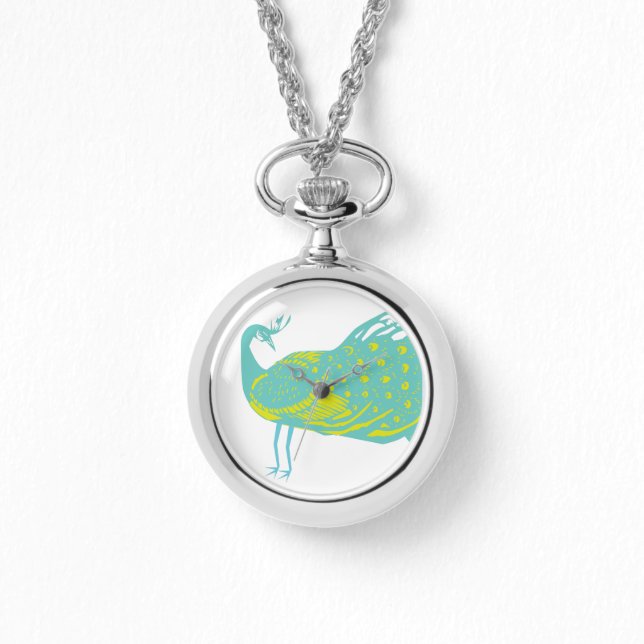 Minze und Limone Pfauenwache Armbanduhr (Vorderseite)