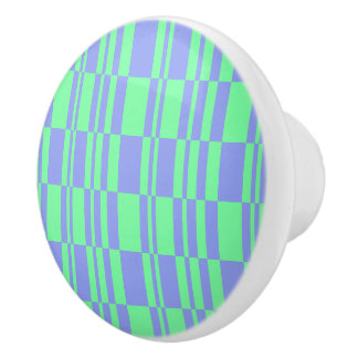 Minze und Periwinkle Abstrakter Dresser und Schubl Keramikknauf