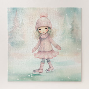 Minze und Pink Winter Scene Girl Skaten