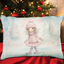 Minze und Pink Winter Scene Girl Skaten