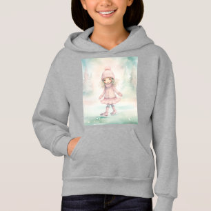 Minze und Pink Winter Scene Girl Skaten Hoodie