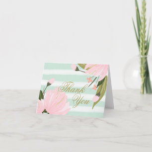 Minze und rosa Floral Vielen Dank Dankeskarte