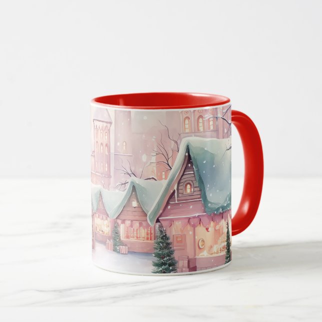 Minze und rosa Gemütlicher Weihnachtsmarkt - Winte Tasse (VorderseiteRechts)