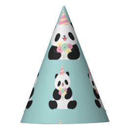 Minze und rosa Panda-Design Partyhütchen