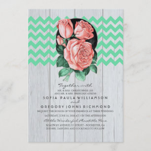 Minze und rosa Rustikale Chic Hochzeitseinladungen Einladung