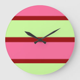 Minze und rosa Streifen Große Wanduhr