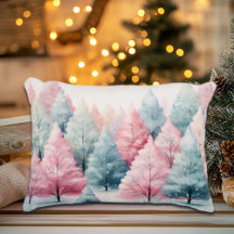Minze und rosa Tannenbäume Winterlandschaft