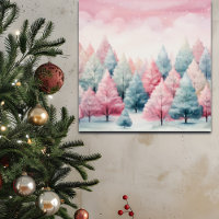 Minze und rosa Tannenbäume Winterlandschaft