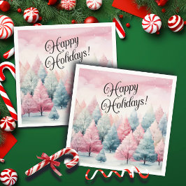 Minze und rosa Tannenbäume Winterlandschaft Serviette