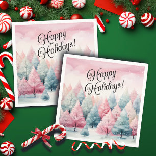 Minze und rosa Tannenbäume Winterlandschaft Serviette