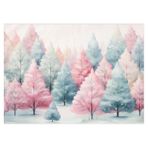 Minze und rosa Tannenbäume Winterlandschaft Tischdecke