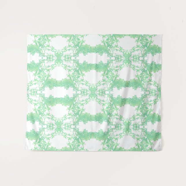 Minze und türkisfarbene ethnische Ornamente. Wandteppich (Vorderseite (Horizontal))