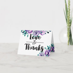 Minze und violette florale Aquarell-Hochzeits-Dank Dankeskarte