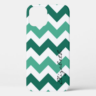 Minze und Weiß Chevron individuelles Monogramm Case-Mate iPhone Hülle
