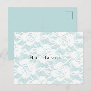 Minze und weiße Spitzenrosen floral Postkarte