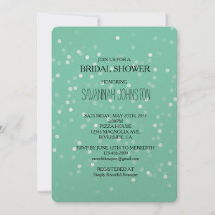 Minze und White Bokeh Confetti Brautparty Einladung