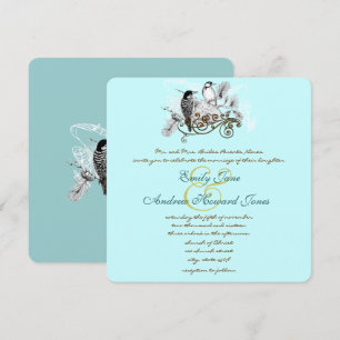 Minze Vintage Lovebirds Hochzeitseinladung Einladung