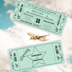 Minze Vintage moderne Typografie Ticket Hochzeit Einladung