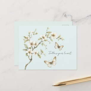 Minze Weiße Blumen Schmetterlinge Postkarte