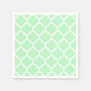 Minze weißes marokkanisches Quatrefolienmuster #5 Serviette