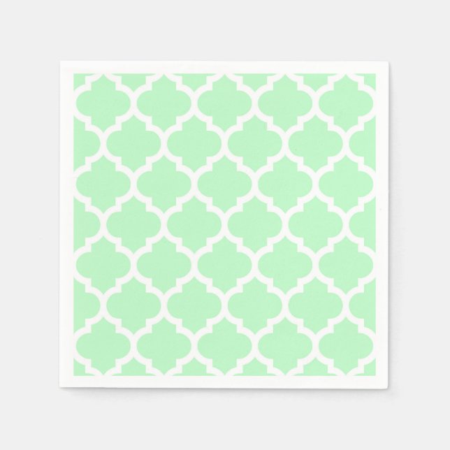 Minze weißes marokkanisches Quatrefolienmuster #5 Serviette (Vorderseite)