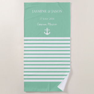 Minze White Personalisiert Hochzeit in Urlaubsort Strandtuch