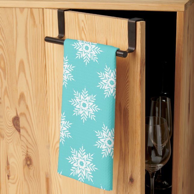 Minze White Snowflake Muster Geschirrtuch (Drittel gefaltet)
