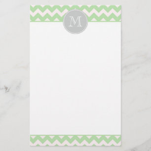 Minze Zickzack Monogramm-Stationierung Briefpapier