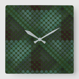 Minzeknopf oder Grube auf Waldgrün, Formen Quadratische Wanduhr