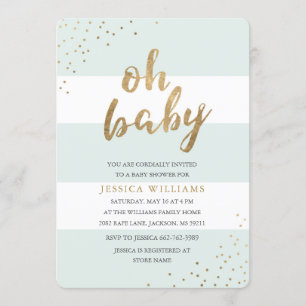 Minzen-u. Goldstreifenconfetti-oh Babyparty laden Einladung