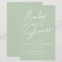 Minzensage Green Simple Script Baby Dusche