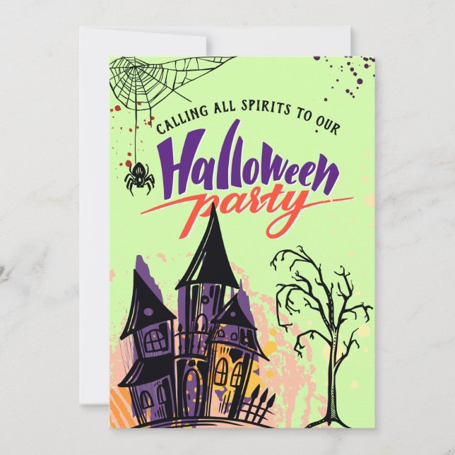 Minzes Abstraktes Halloween-Party Einladung (Vorderseite)