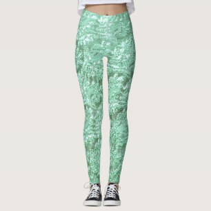 Minzgrün blühende Spitzen Leggings