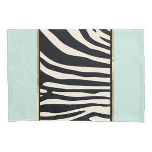 Minzgrün, Creme und schwarzer Zebradruck Kissenbezug