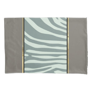 Minzgrün, Creme und schwarzer Zebradruck Kissenbezug