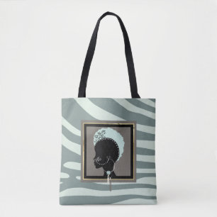 Minzgrün, Creme und schwarzer Zebradruck Tasche