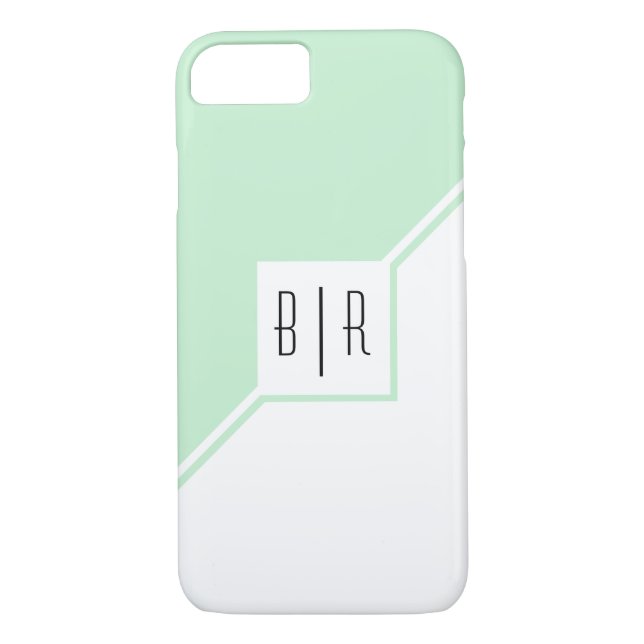 Minzgrün Dreiecke, monogramm moderne geometrische Case-Mate iPhone Hülle (Rückseite)