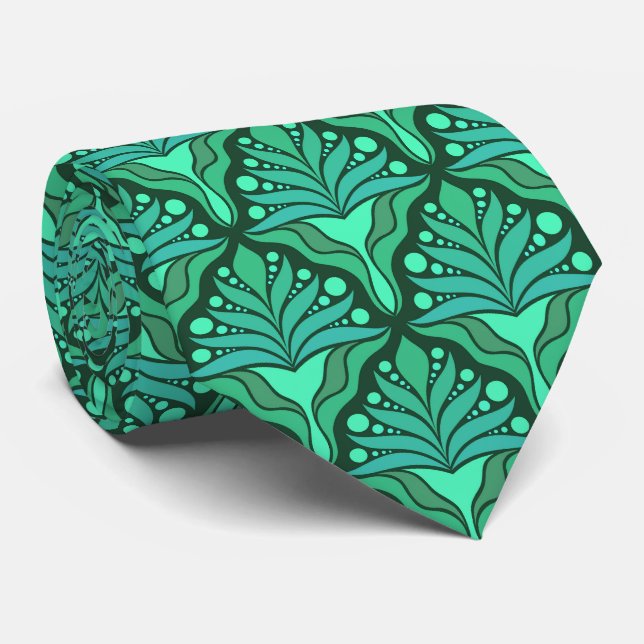 Minzgrün Farben Jugendstil geometrische Muster Krawatte (Gerollt)