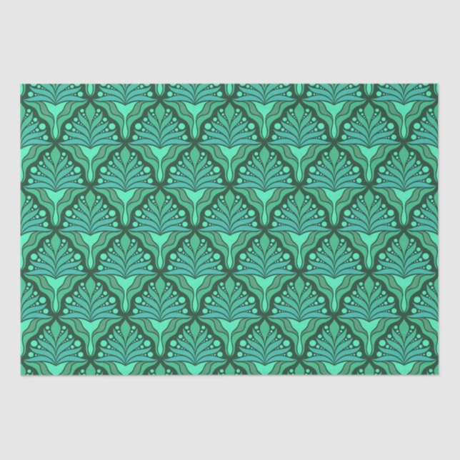 Minzgrün Farben Jugendstil geometrische Muster Seidenpapier (Vorderseite)