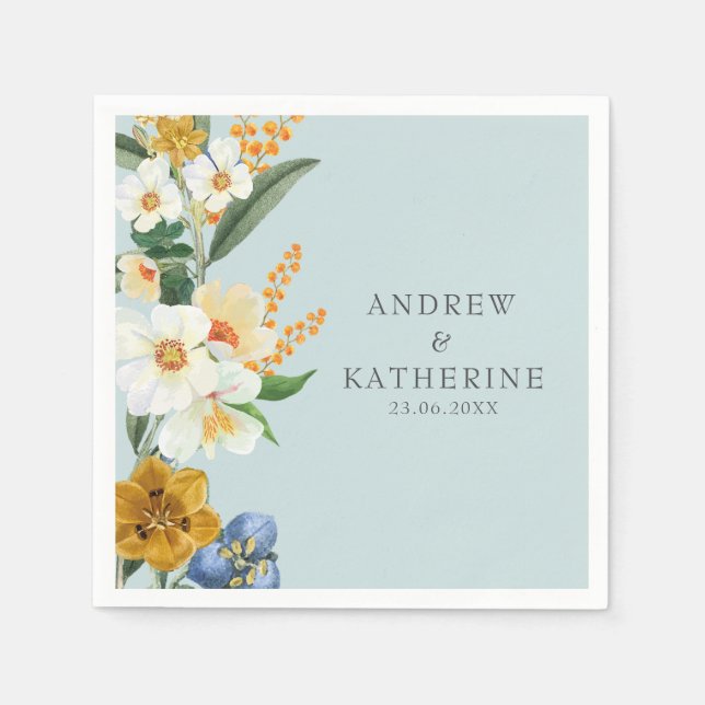 Minzgrün Garden Wildblumen Frühjahrsheirat Serviette (Vorderseite)