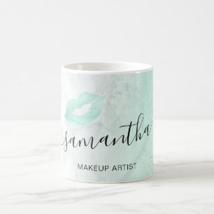 Minzgrün Glitzer Lippen Marmor Makeup Künstler Kaffeetasse