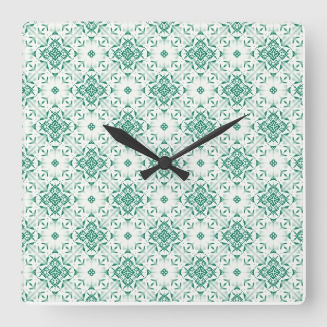 Minzgrün große quadratische Uhr - Oberflächenmuste (Vorderseite)