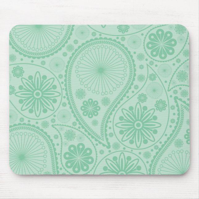 Minzgrün-Paisley-Muster Mousepad (Vorne)
