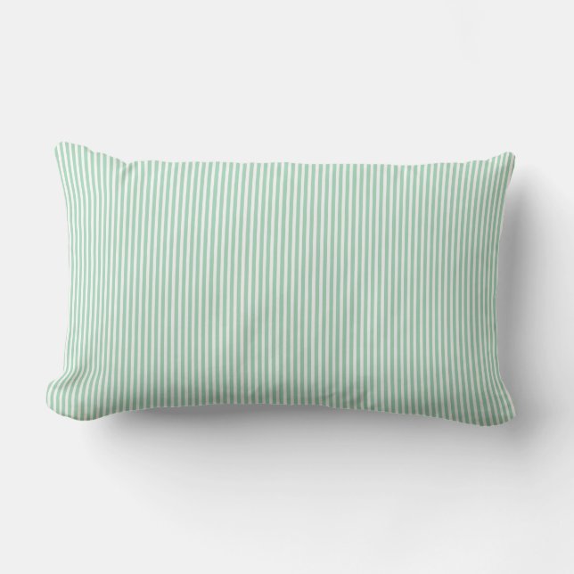 Minzgrün Pinstripe Outdoor Lumbar Kissen (Vorderseite)
