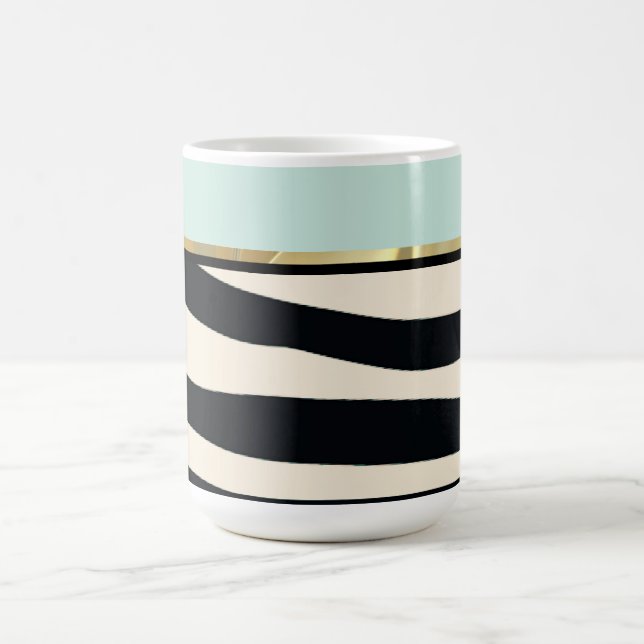 Minzgrün, Schwarz und Zebra Kaffeetasse (Mittel)